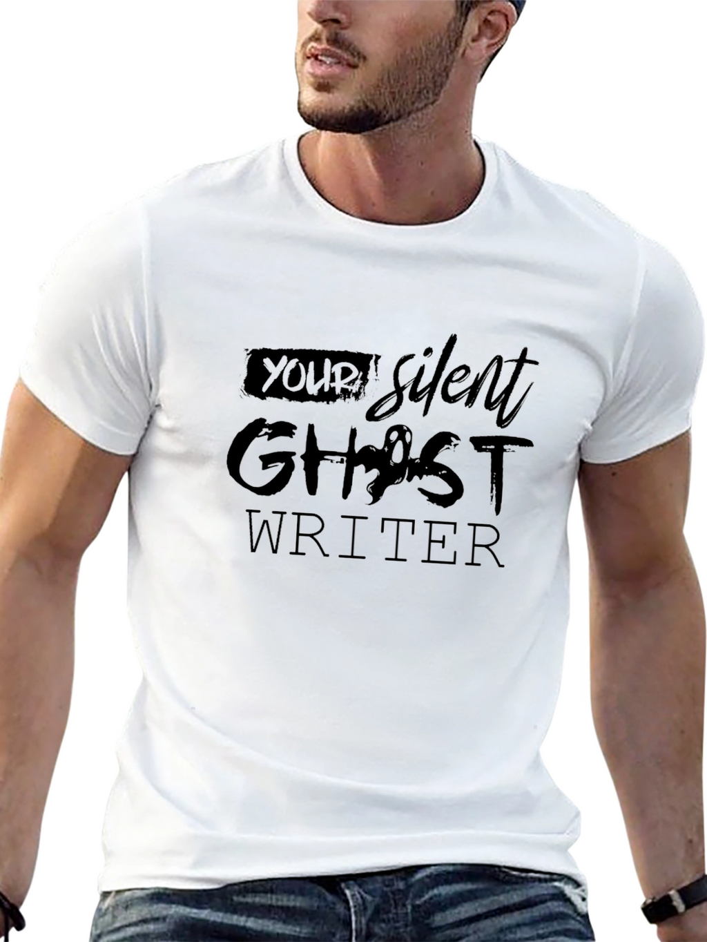 Silent Ghost Writer Black Graphic Tee
