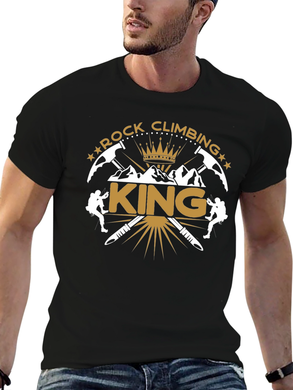 Rock Climbing King Black T-Shirt