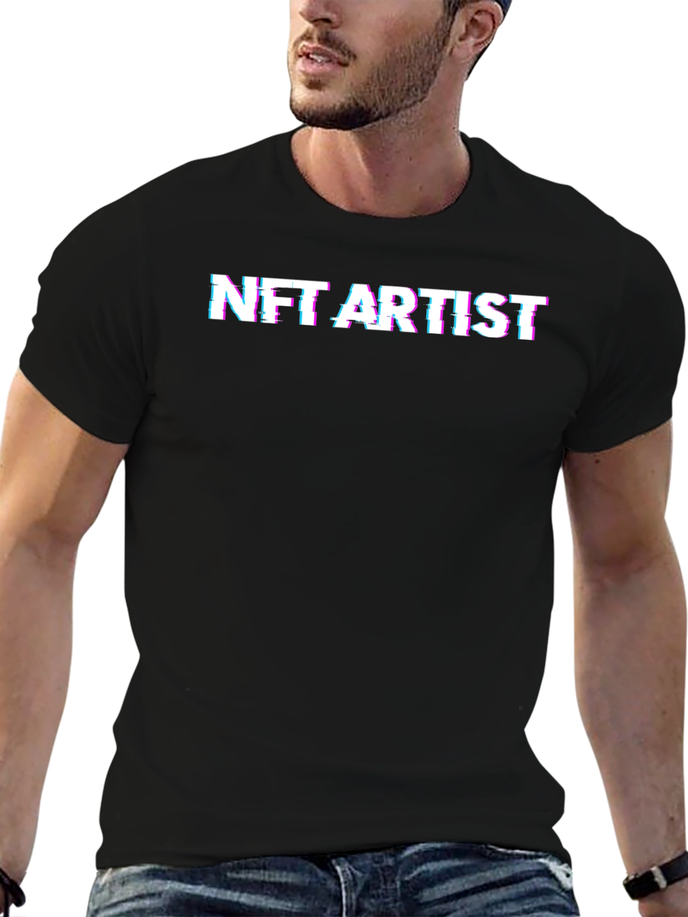 NFT Artist Glitch Text Black T-Shirt