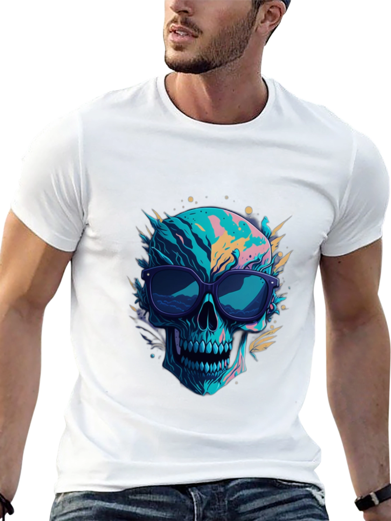 Skull Graphic Tee - Cool Sunglasses Design