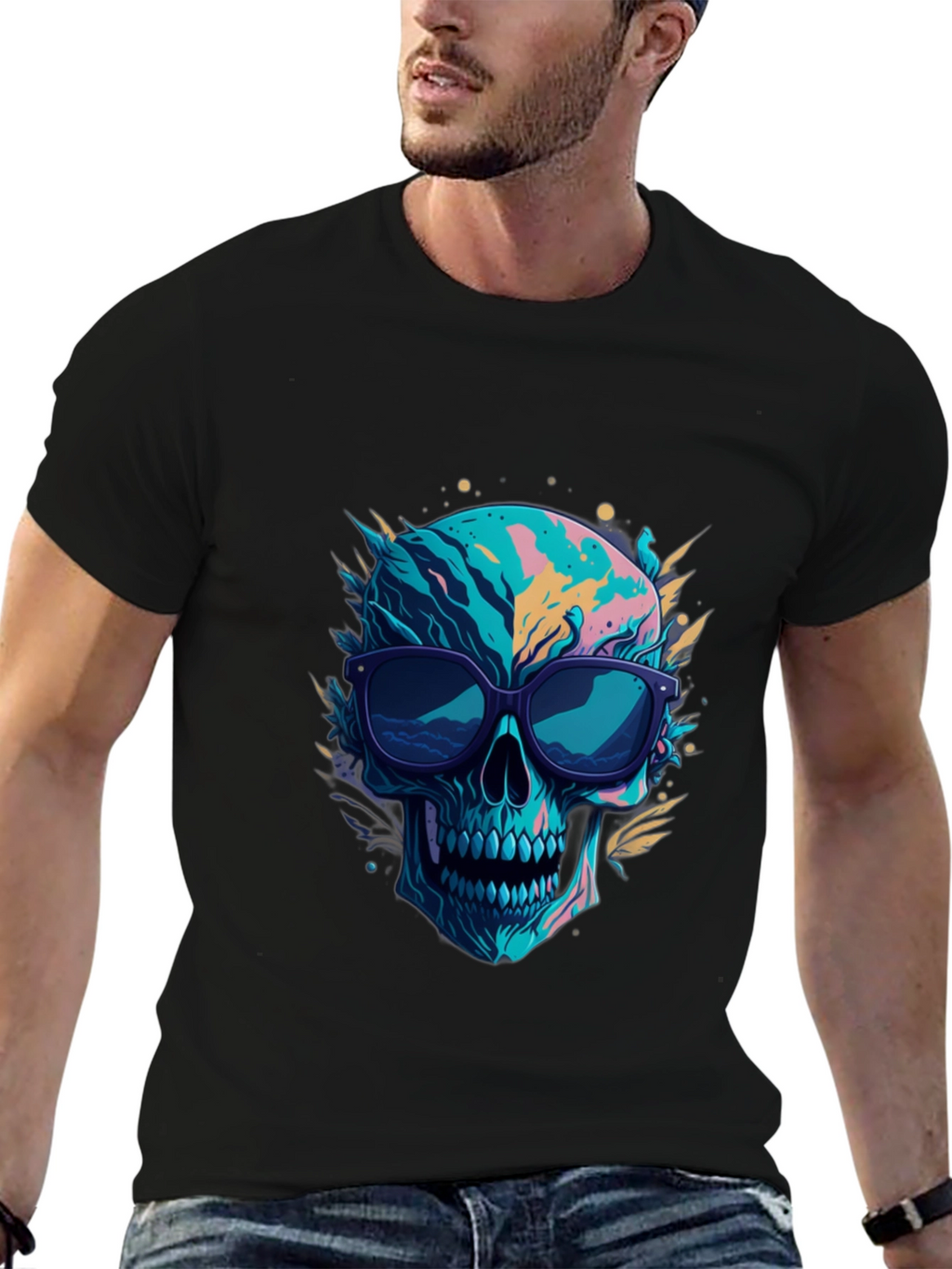 Skull Graphic Tee - Cool Sunglasses Design