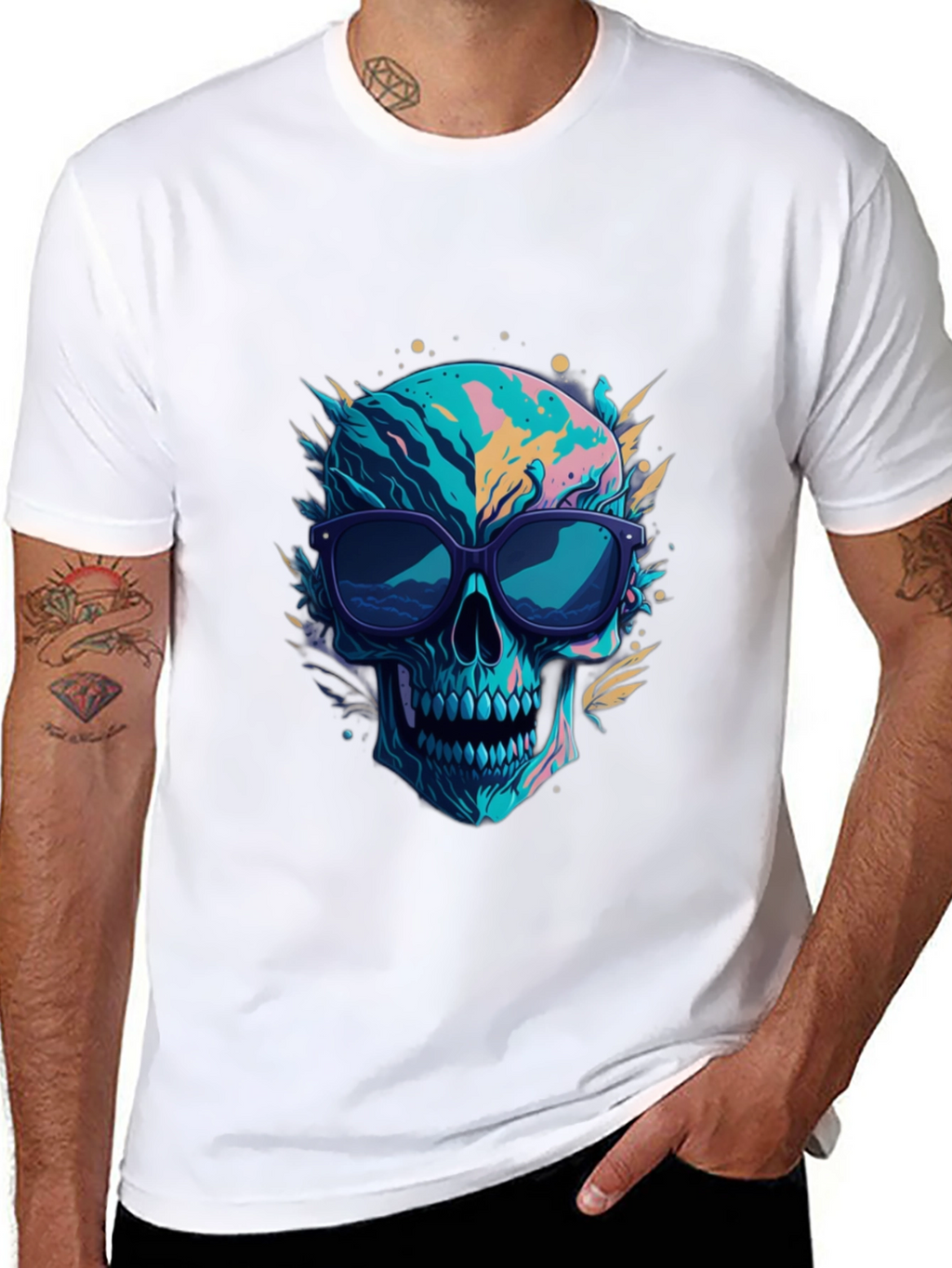 Skull Graphic Tee - Cool Sunglasses Design