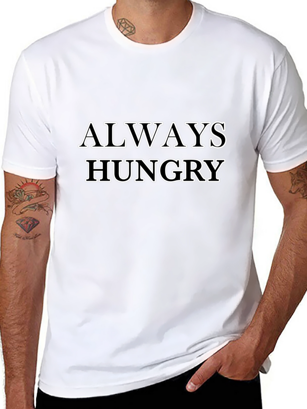 Always Hungry Graphic Tee - Black Cotton T-Shirt