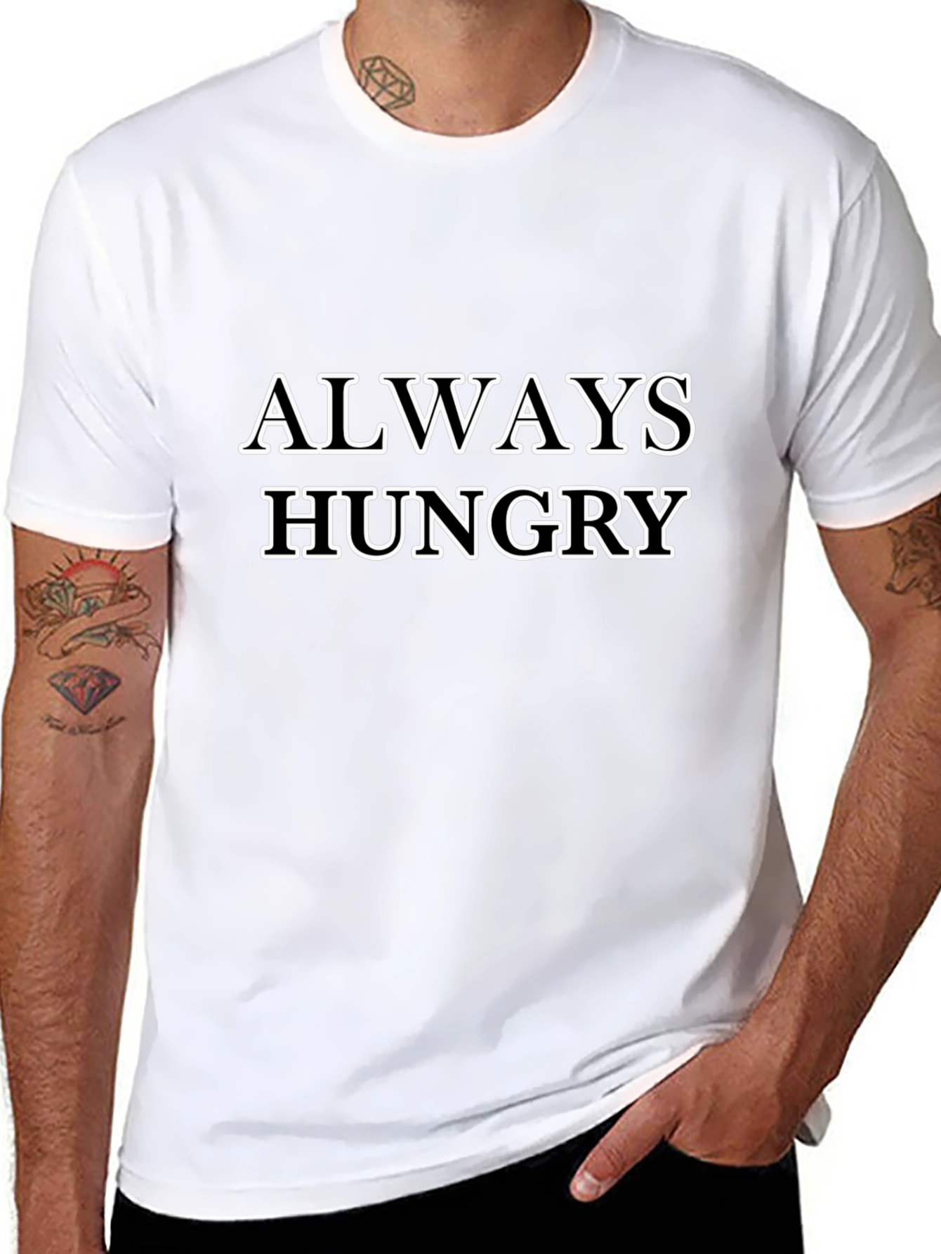 Always Hungry Graphic Tee - Black Cotton T-Shirt