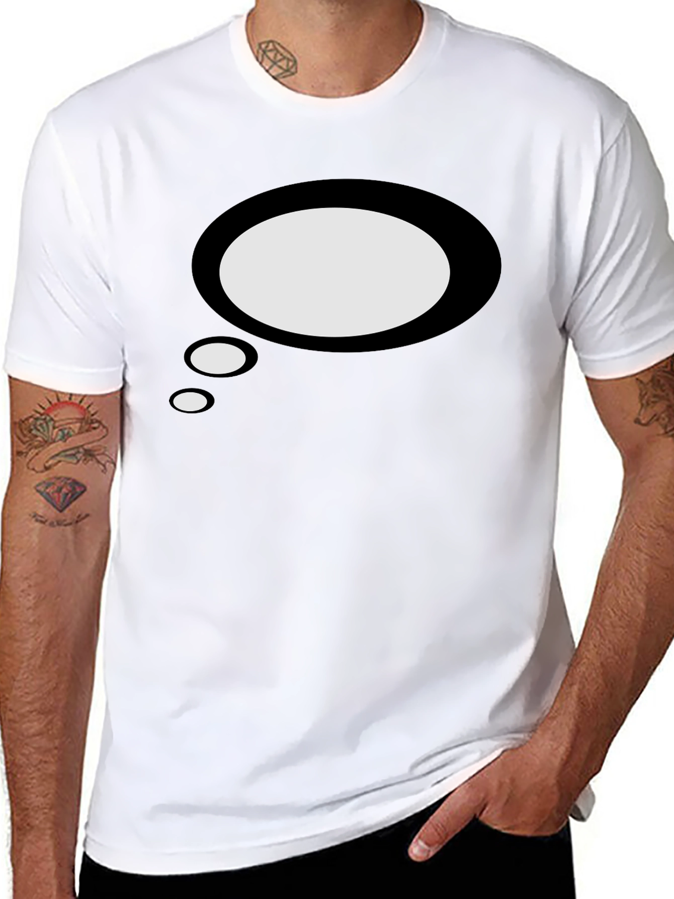 Mens Black T-Shirt with Speech Bubble Graphic