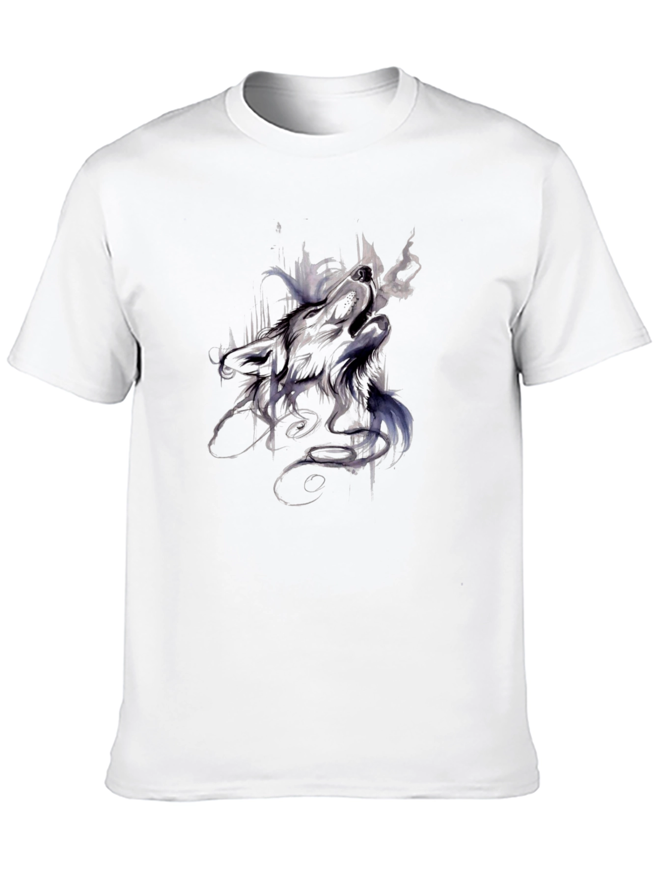 Abstract Wolf Graphic Tee - Black Cotton T-Shirt