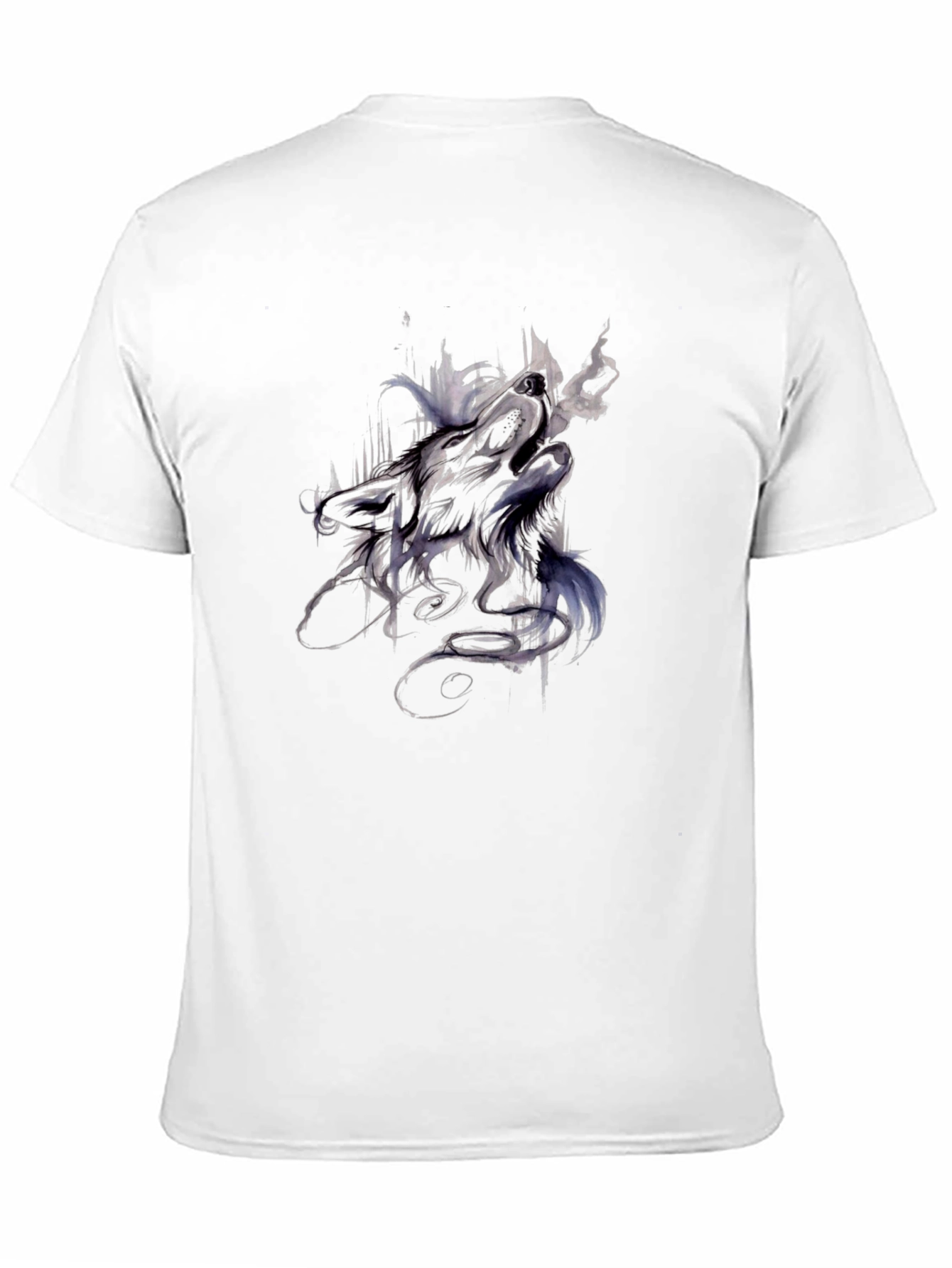Abstract Wolf Graphic Tee - Black Cotton T-Shirt