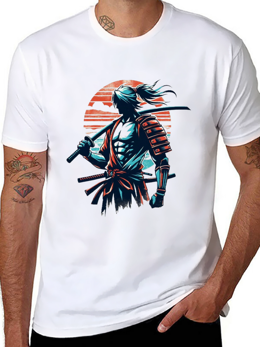 Samurai Graphic Tee - Stylish Black T-Shirt