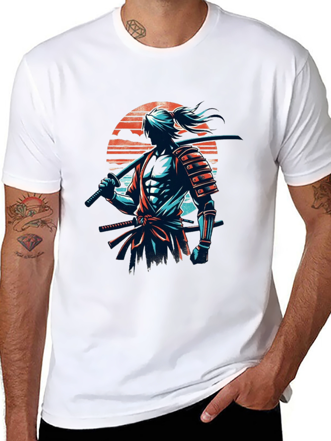 Samurai Graphic Tee - Stylish Black T-Shirt