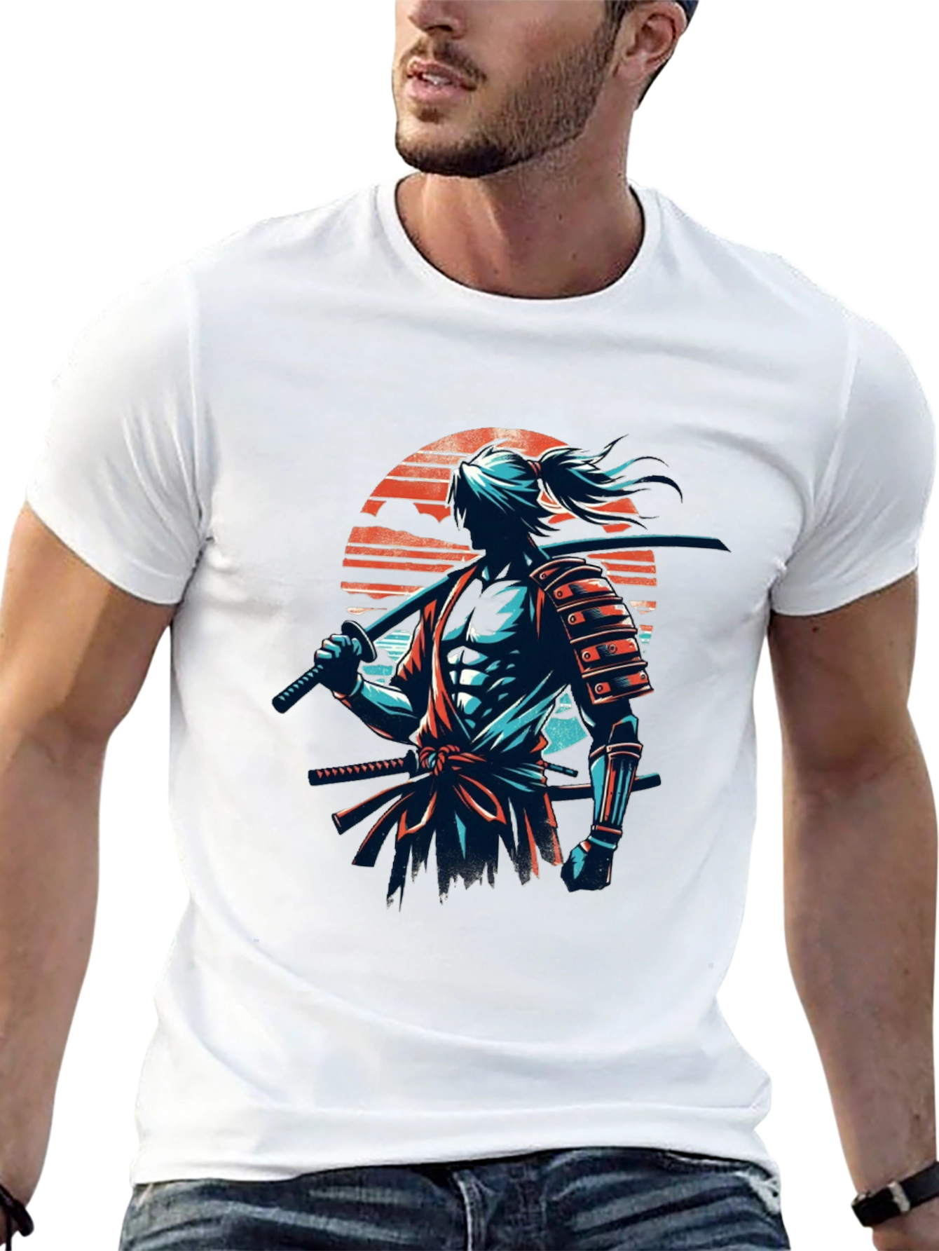 Samurai Graphic Tee - Stylish Black T-Shirt