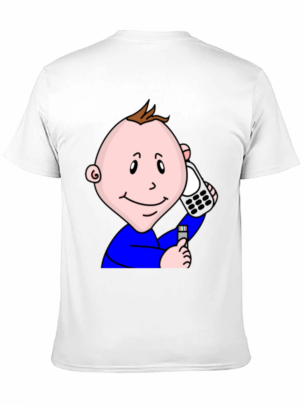 Cartoon Baby On Phone T-Shirt - Black Cotton Tee