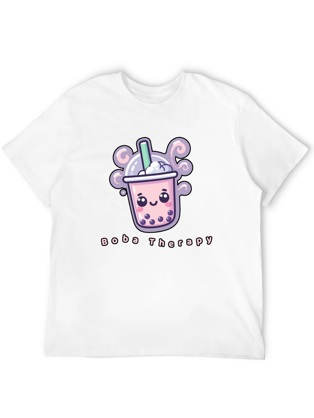 Boba Therapy Black T-Shirt - Kawaii Design