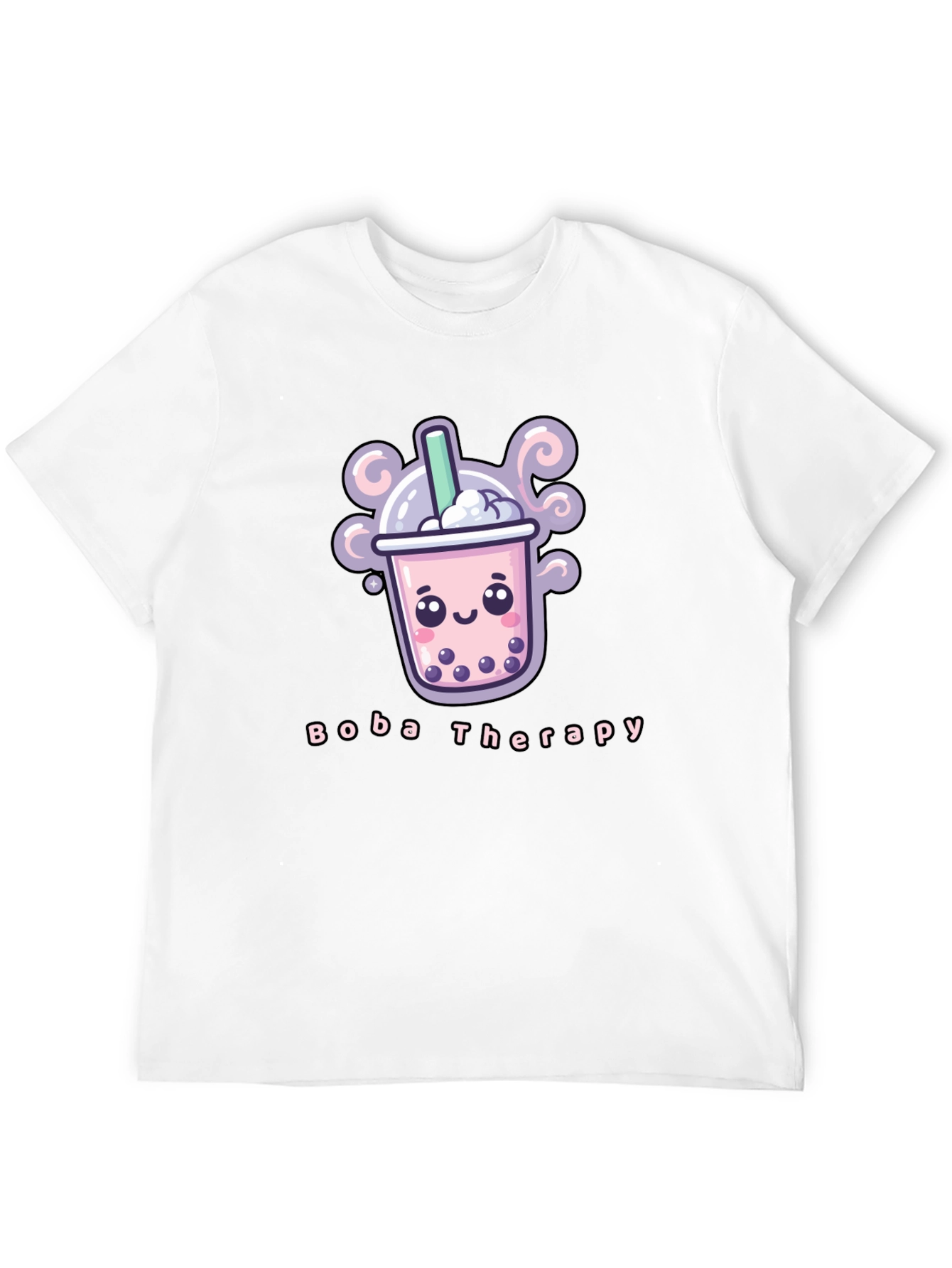 Boba Therapy Black T-Shirt - Kawaii Design