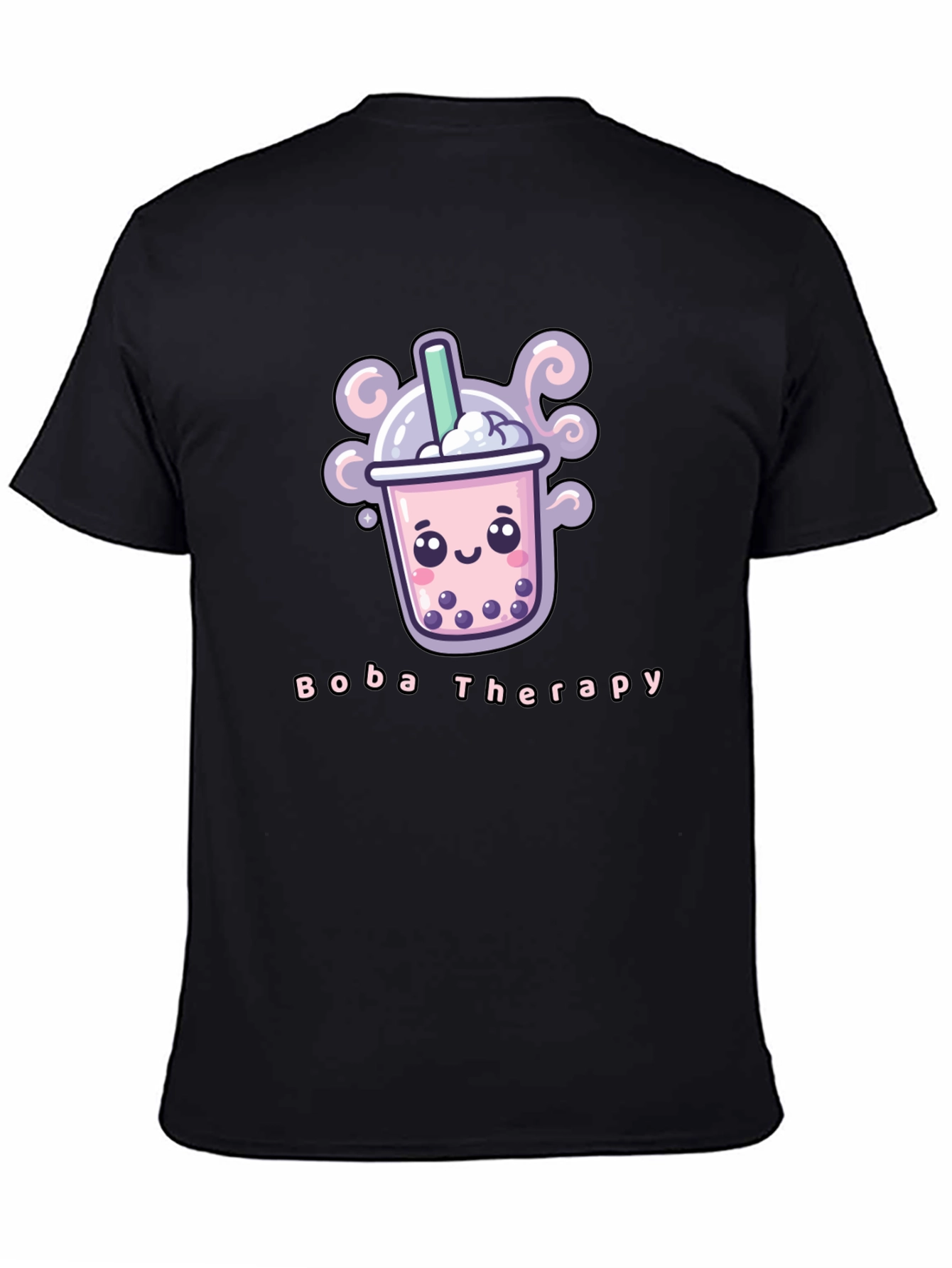 Boba Therapy Black T-Shirt - Kawaii Design