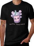 Boba Therapy Black T-Shirt - Kawaii Design