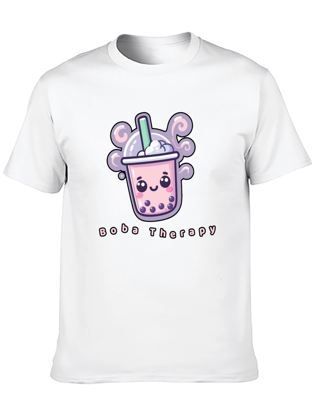 Boba Therapy Black T-Shirt - Kawaii Design
