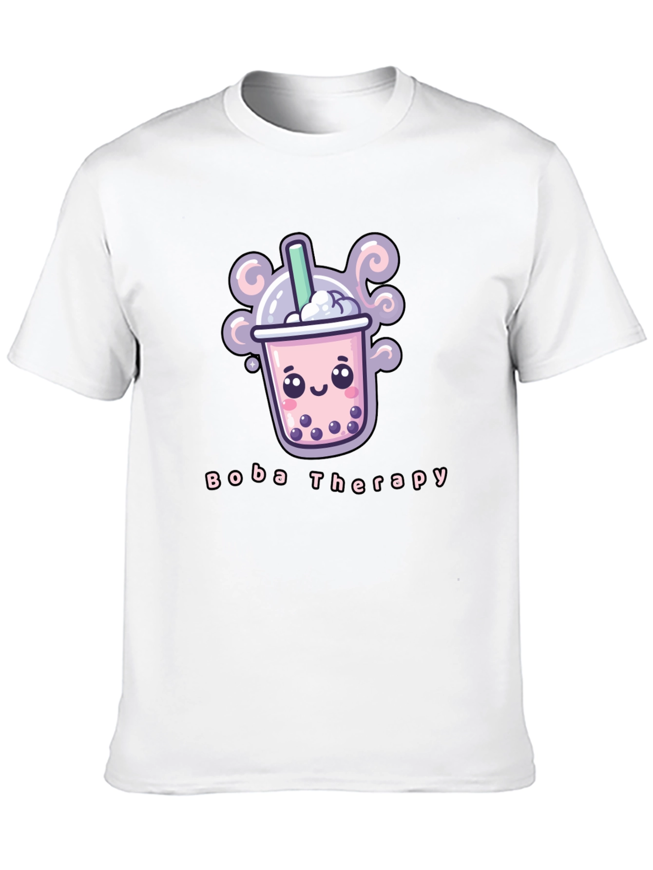 Boba Therapy Black T-Shirt - Kawaii Design