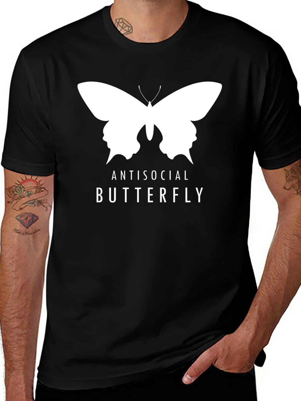 Antisocial Butterfly Graphic Tee - Black