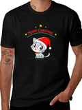 Merry Christmas Cat T-Shirt - Holiday Festive Tee