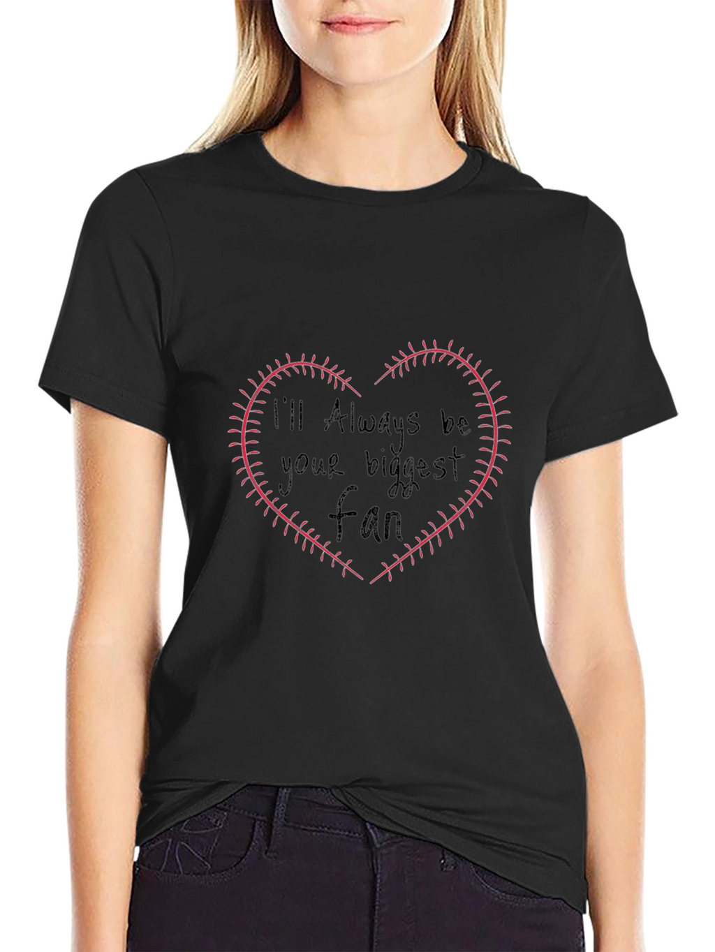 Baseball Fan Heart Stitch T-Shirt