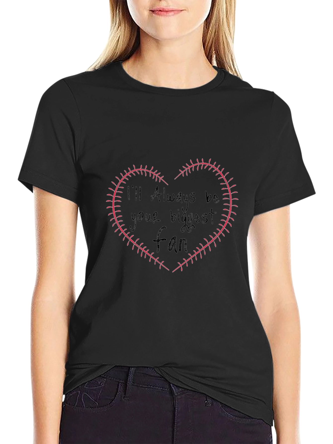 Baseball Fan Heart Stitch T-Shirt