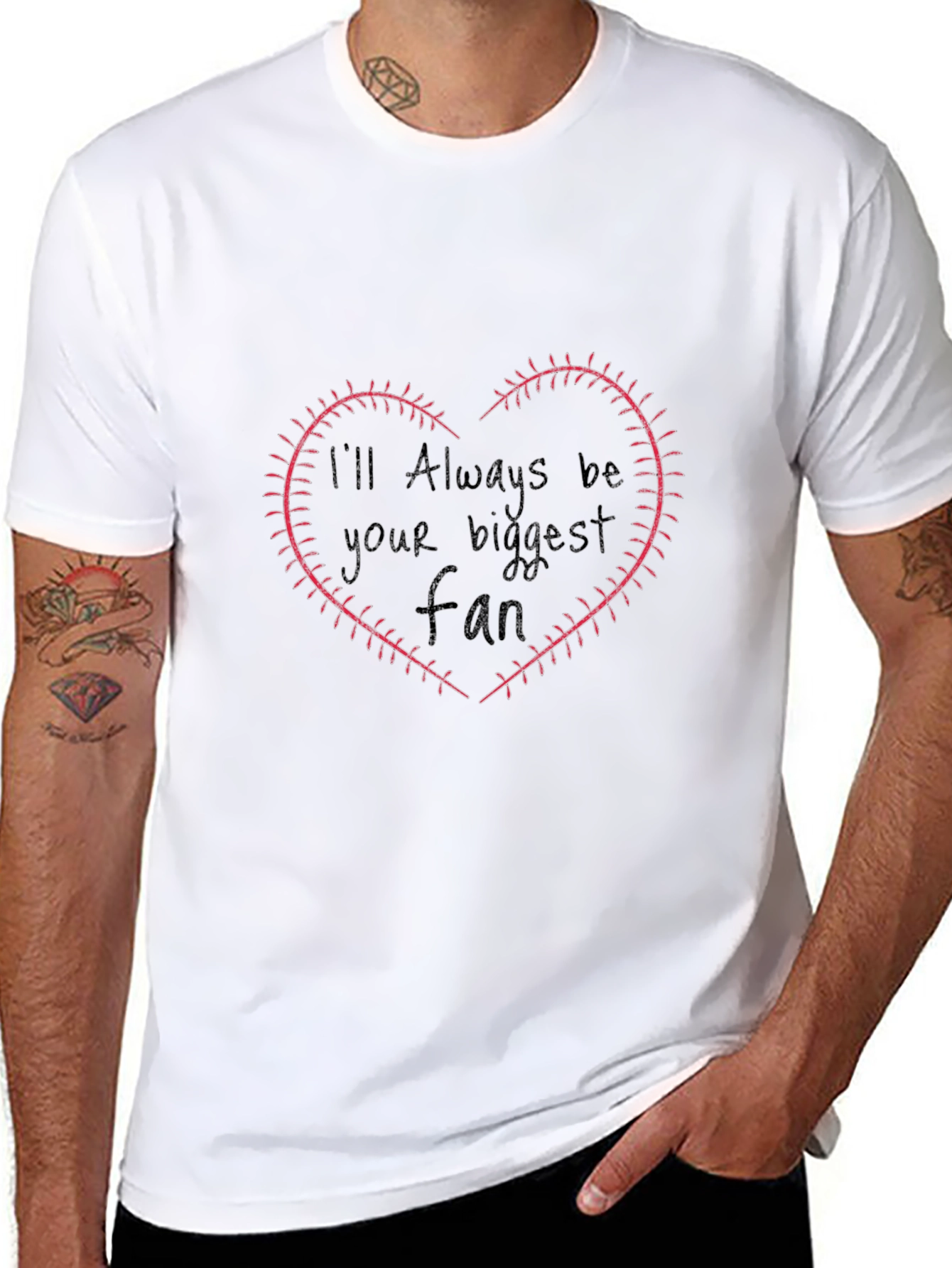 Baseball Fan Heart Stitch T-Shirt
