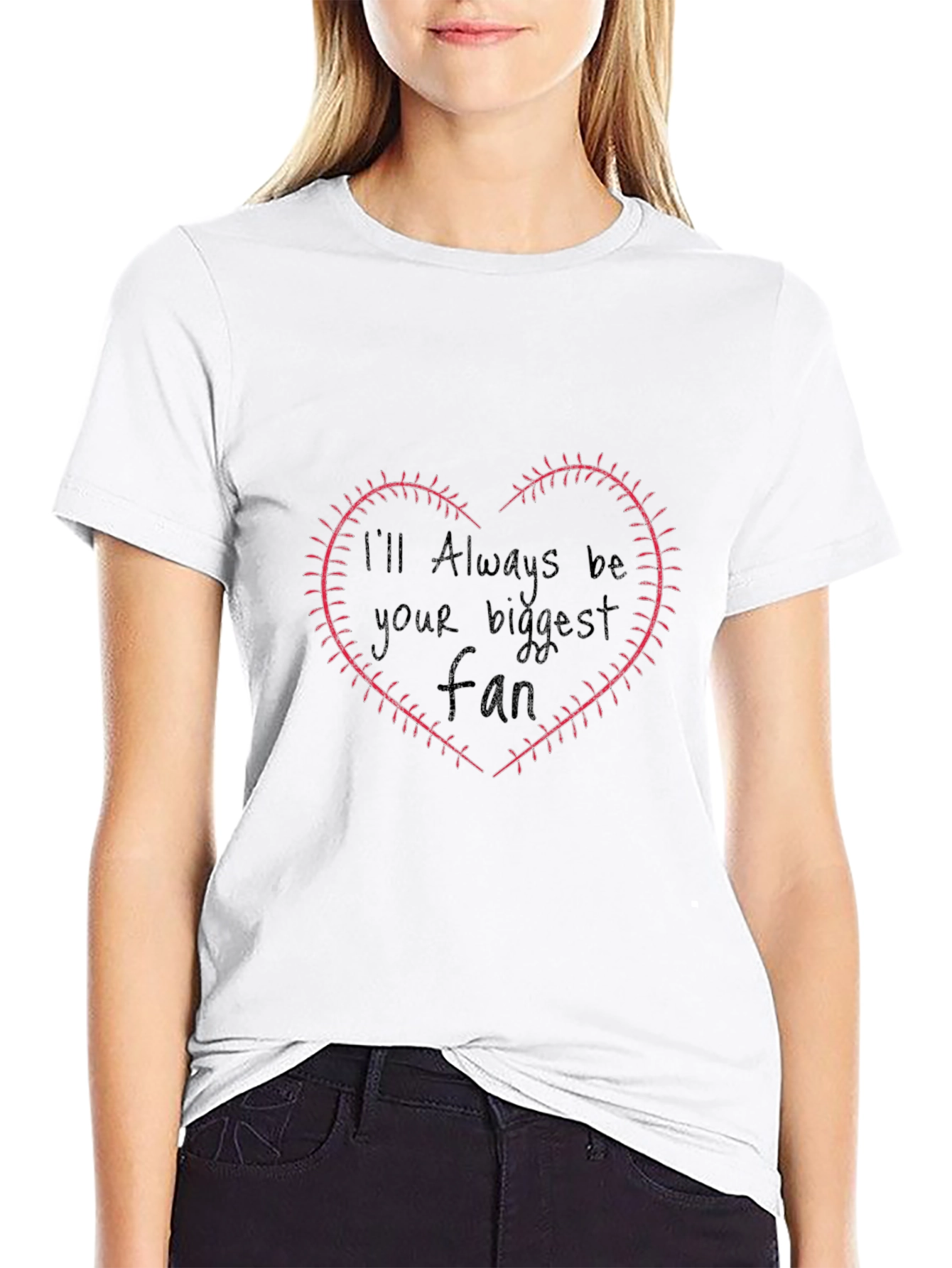 Baseball Fan Heart Stitch T-Shirt