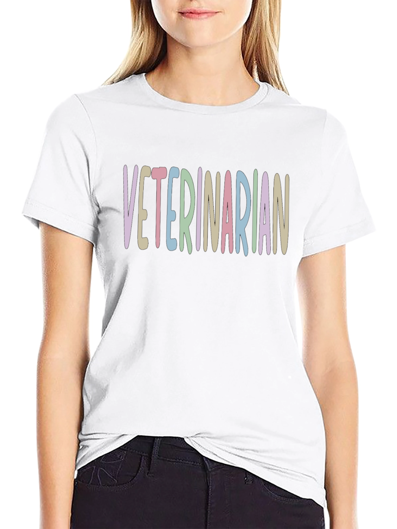 Veterinarian T-Shirt - Pastel Word Design