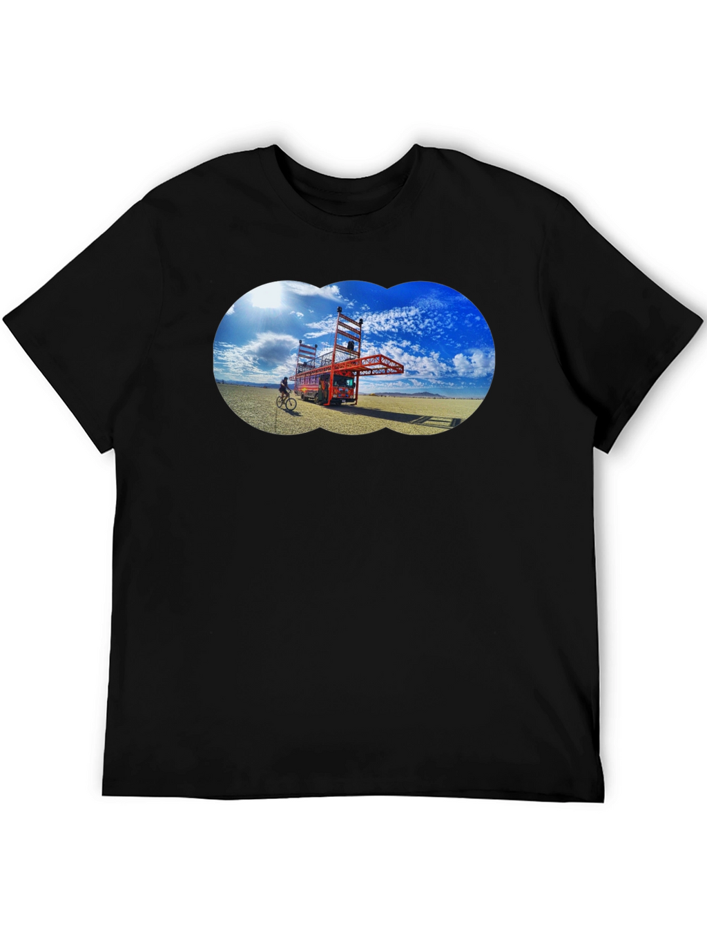 Novelty Black T-Shirt with Artistic Desert Scene
