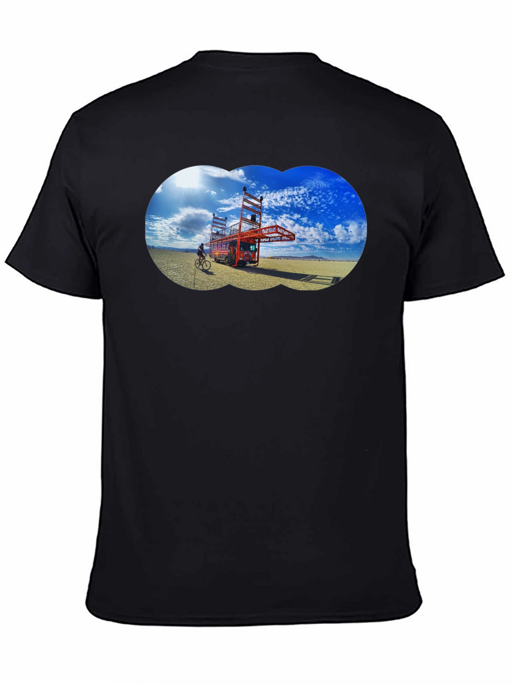 Novelty Black T-Shirt with Artistic Desert Scene