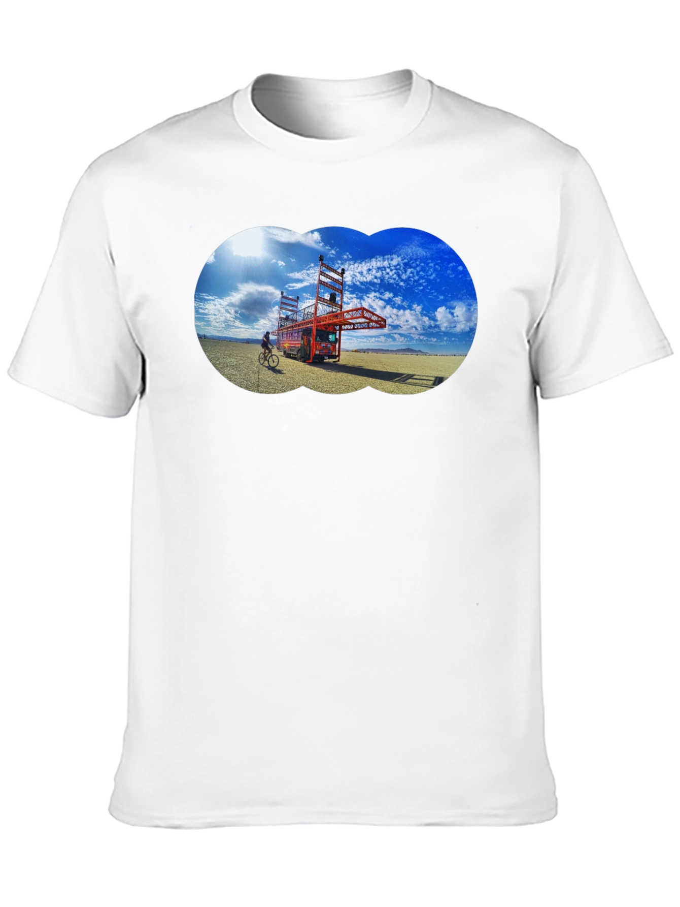 Novelty Black T-Shirt with Artistic Desert Scene