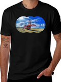 Novelty Black T-Shirt with Artistic Desert Scene