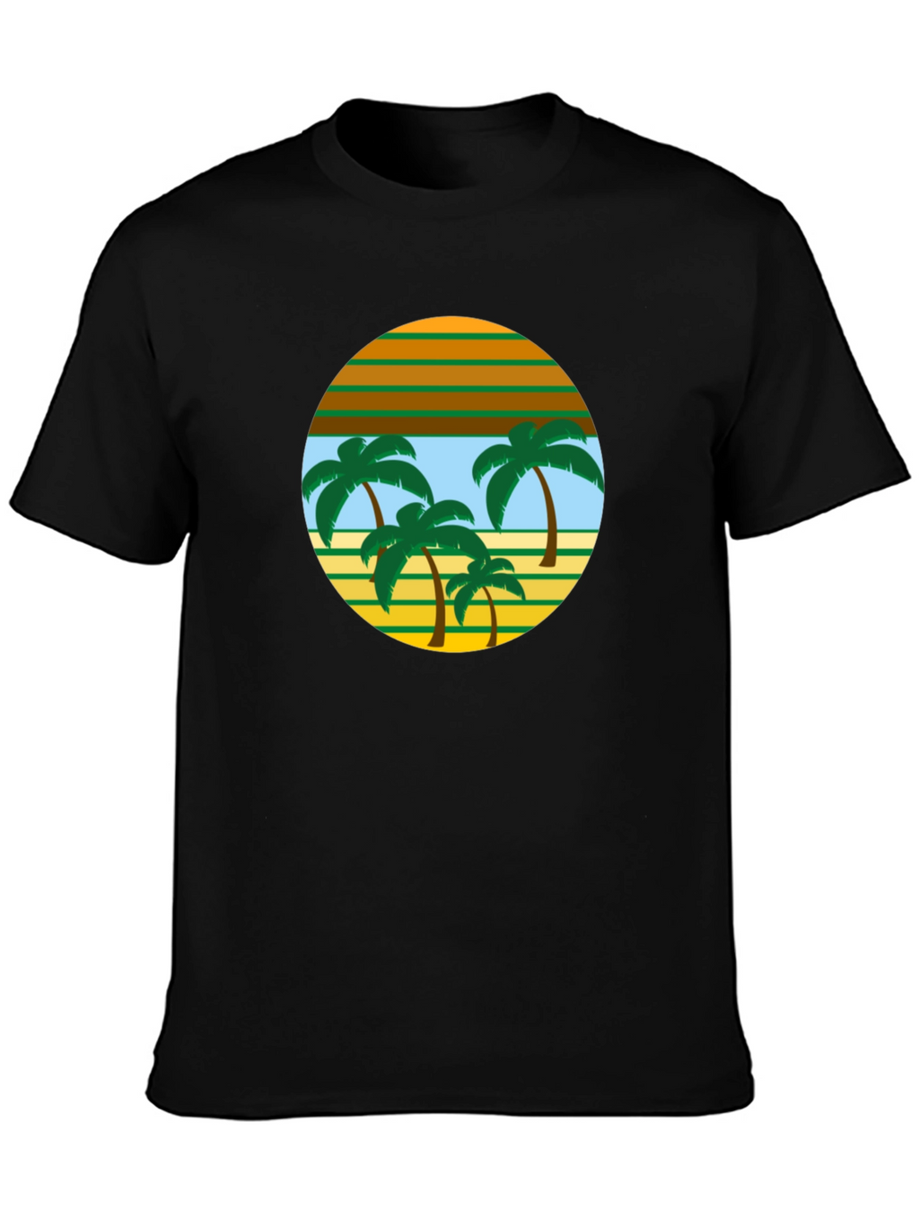 Retro Palm Tree Graphic Tee - Black