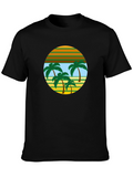 Retro Palm Tree Graphic Tee - Black