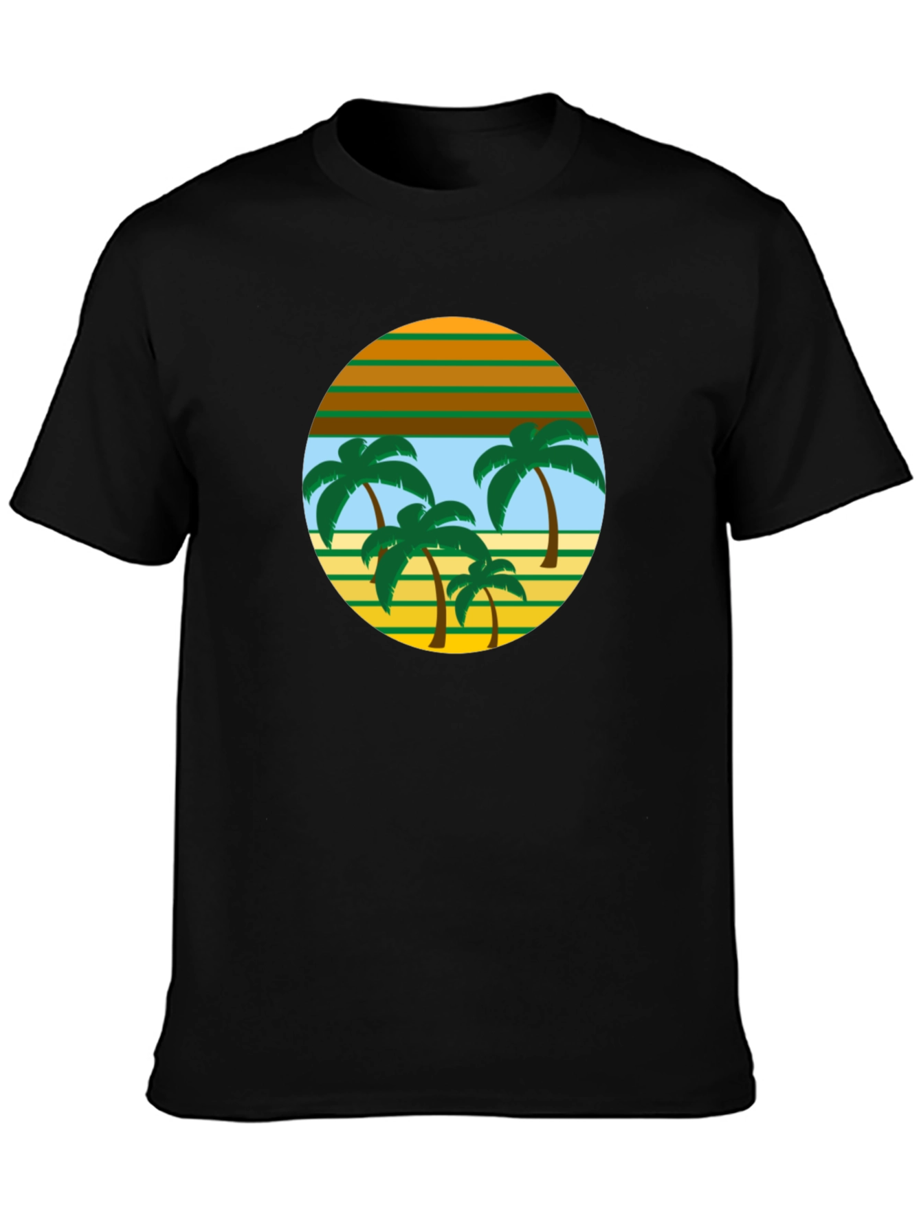 Retro Palm Tree Graphic Tee - Black