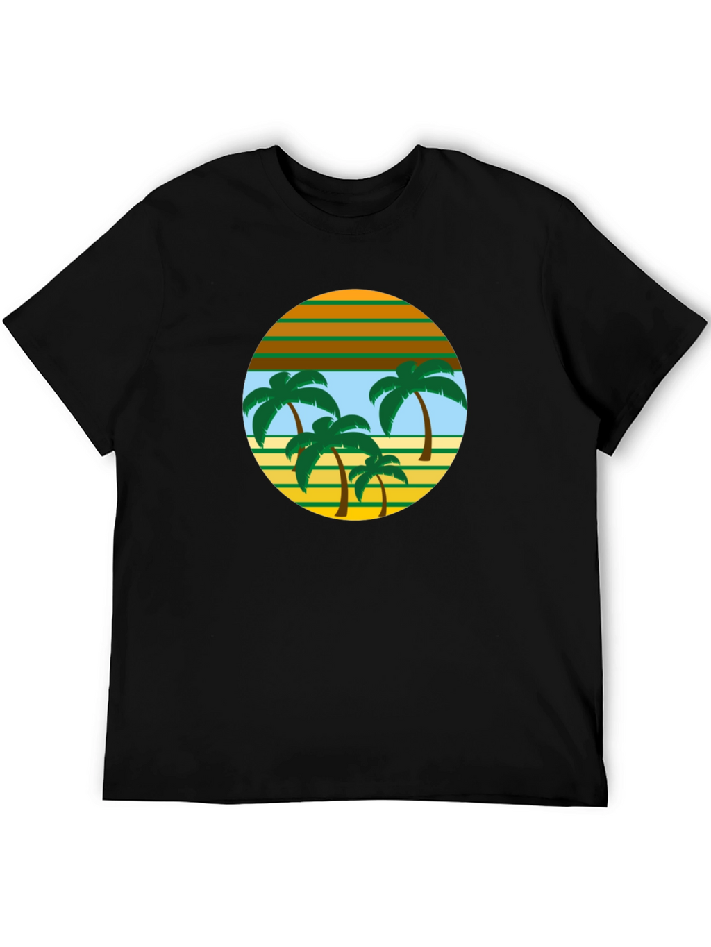 Retro Palm Tree Graphic Tee - Black