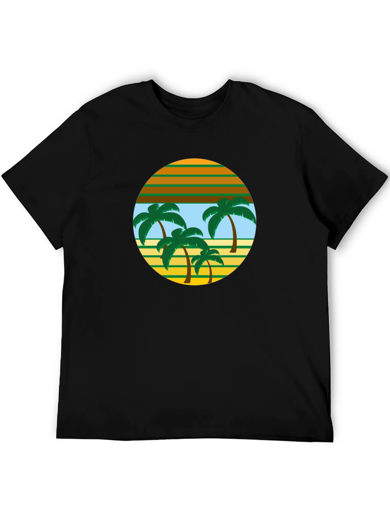 Retro Palm Tree Graphic Tee - Black