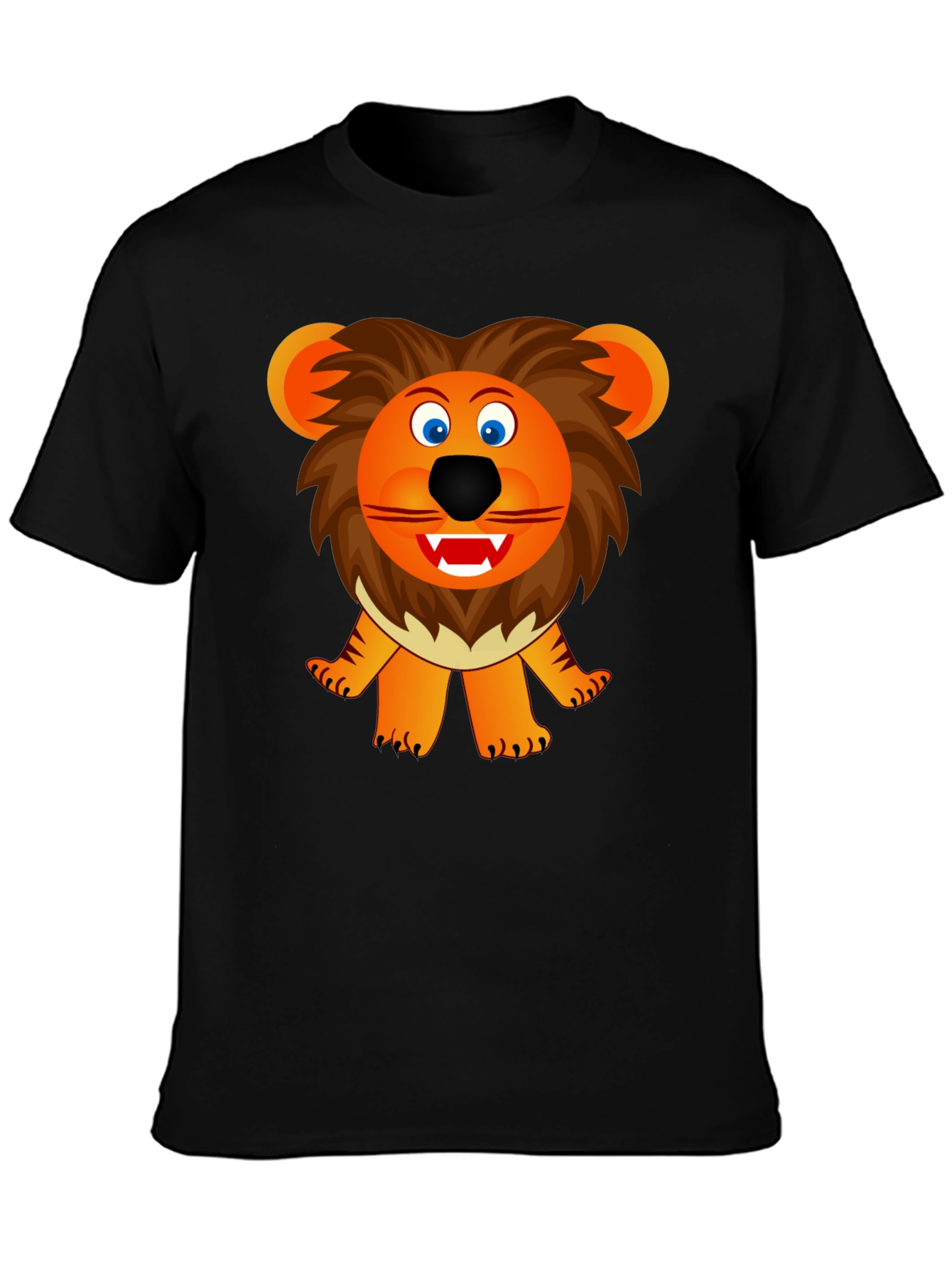 Cartoon Lion Graphic Tee - Black Unisex T-Shirt