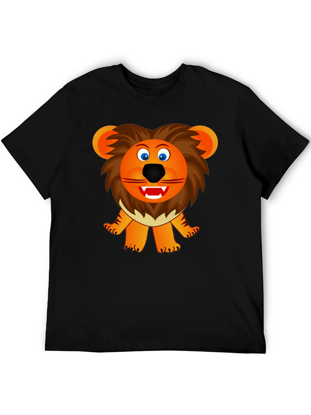 Cartoon Lion Graphic Tee - Black Unisex T-Shirt