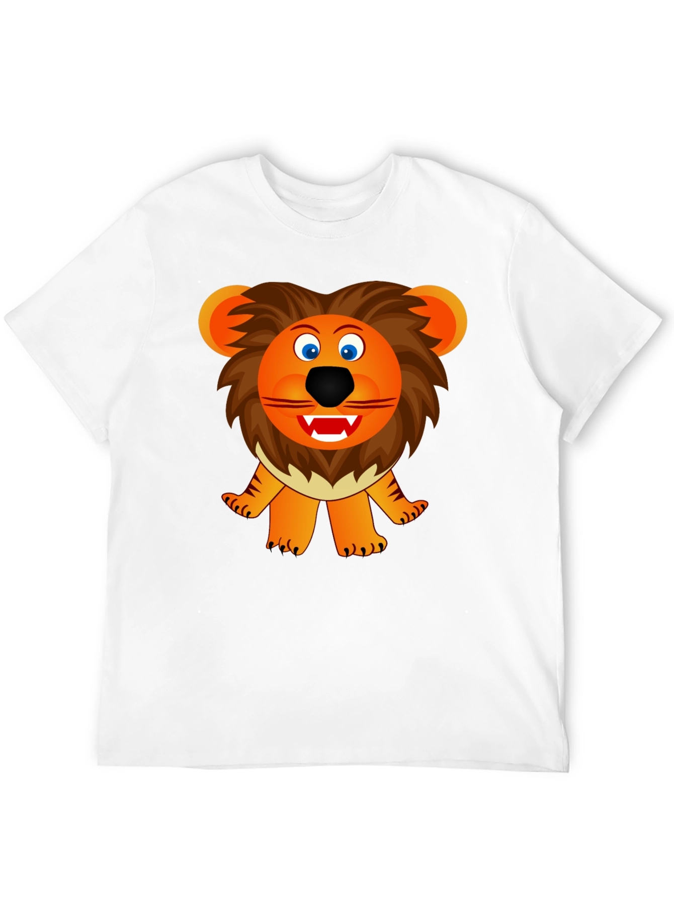 Cartoon Lion Graphic Tee - Black Unisex T-Shirt