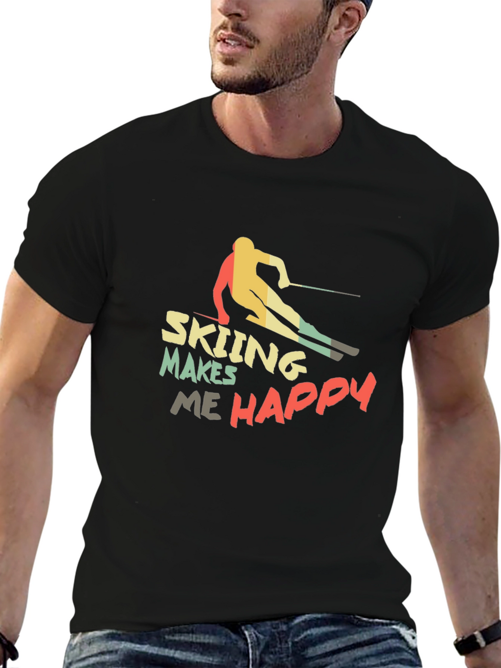 Skiing Makes Me Happy T-Shirt