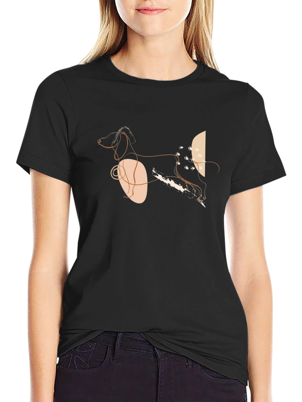 Abstract Dog Graphic T-Shirt - Stylish Modern