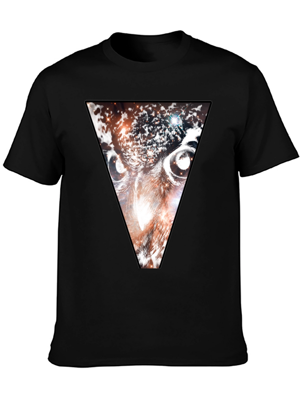 Cosmic Owl Triangle Graphic Tee - Black