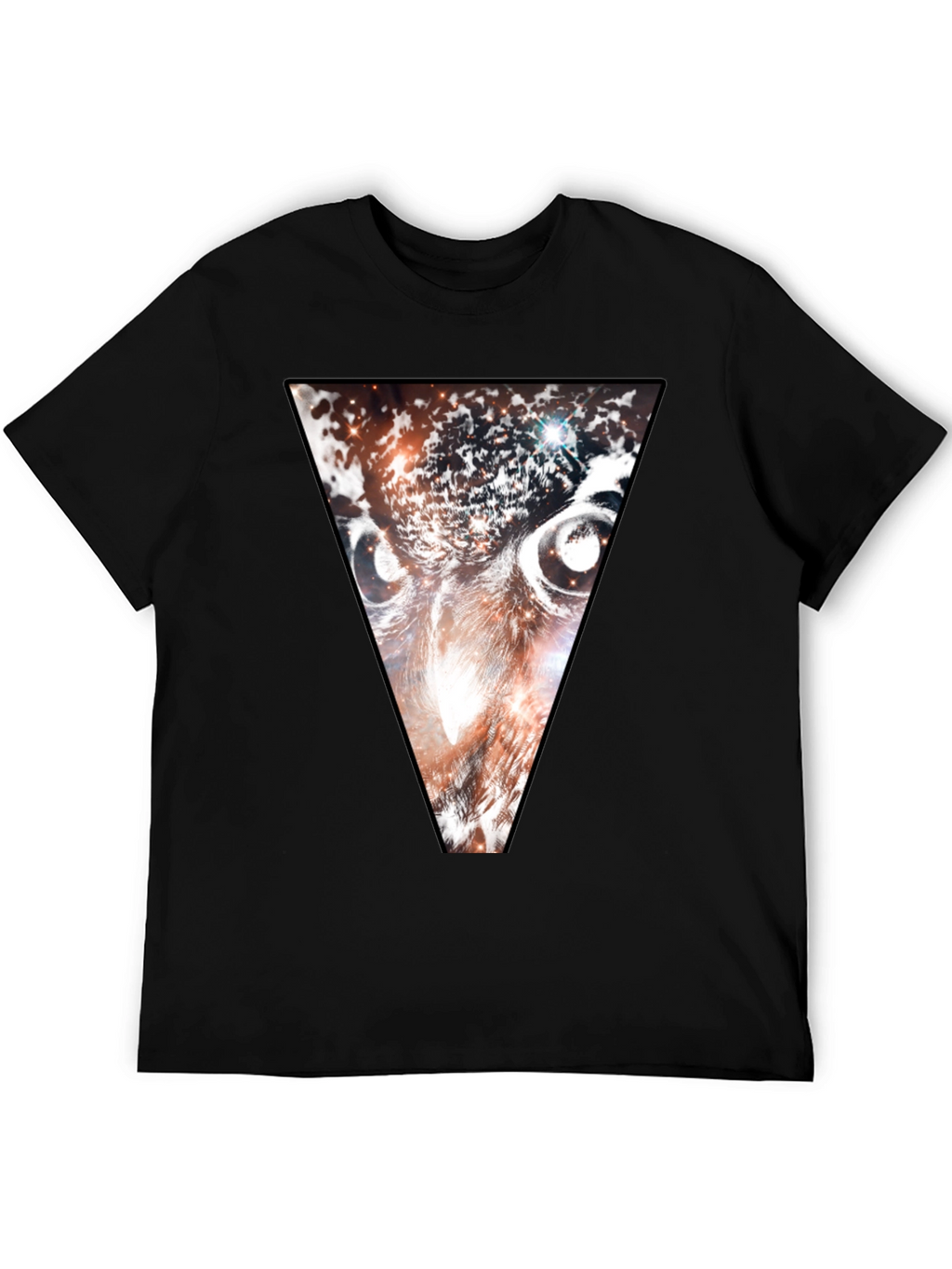 Cosmic Owl Triangle Graphic Tee - Black