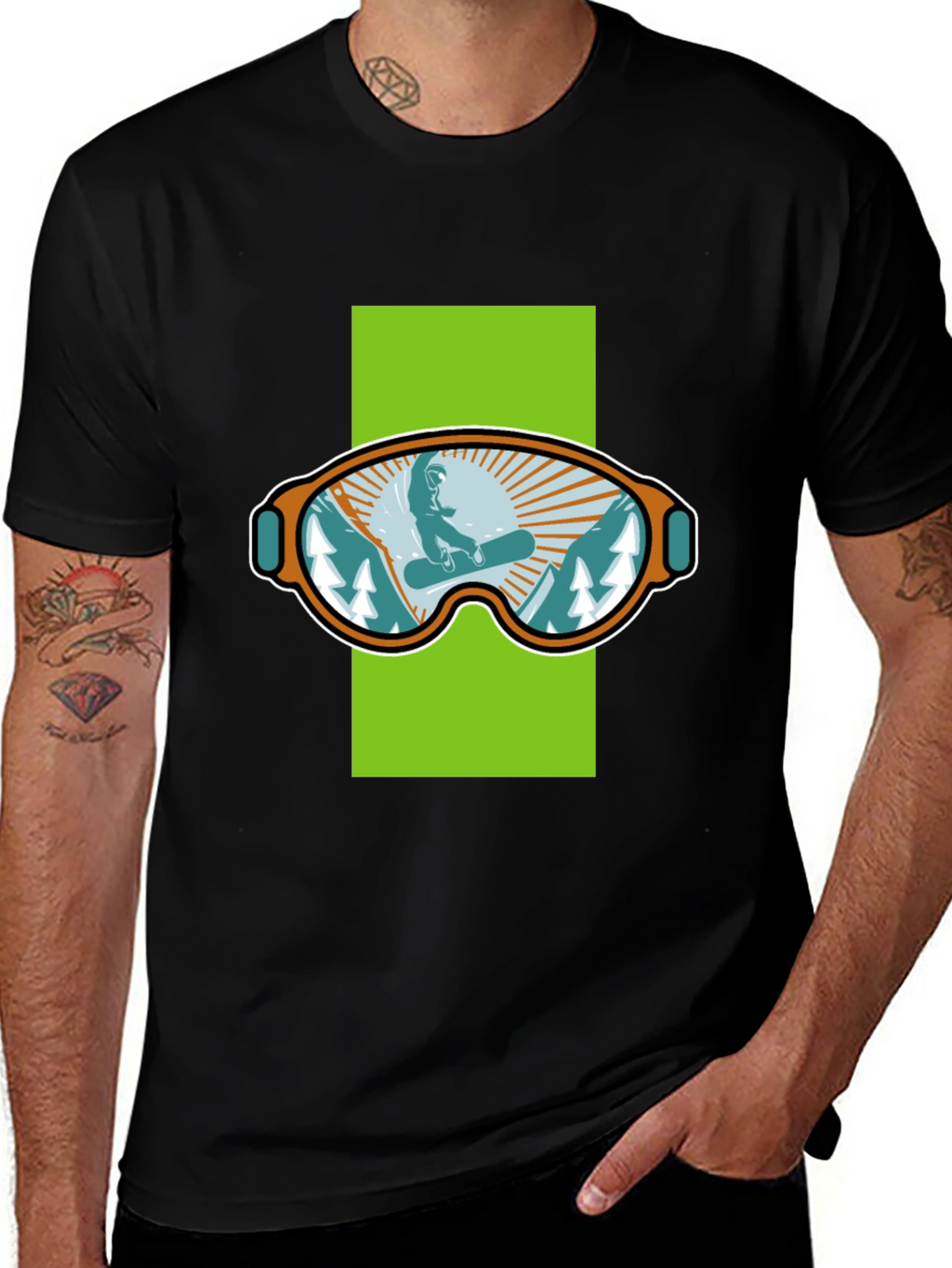 Snowboard Goggles Graphic Tee - Black