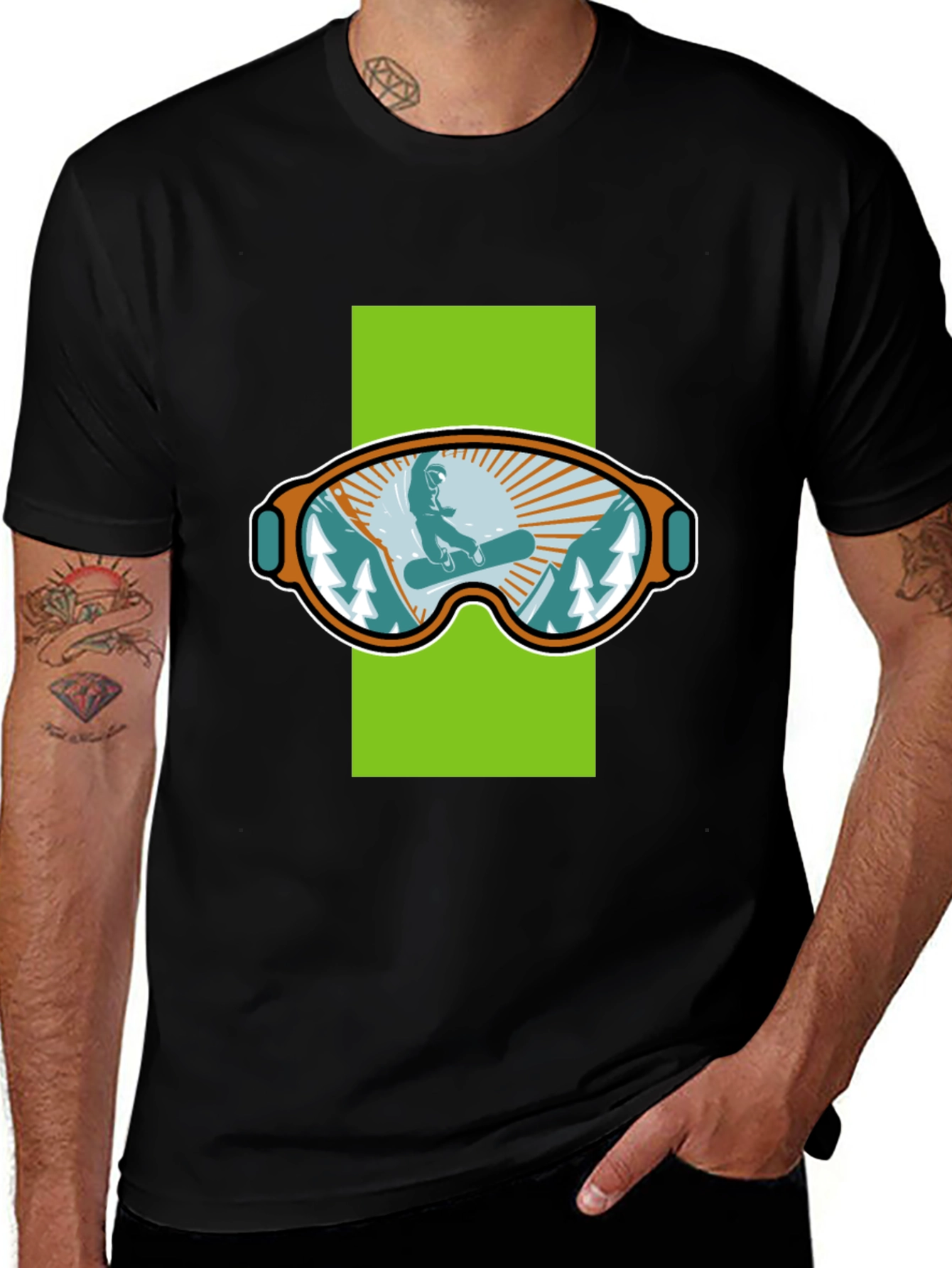 Snowboard Goggles Graphic Tee - Black