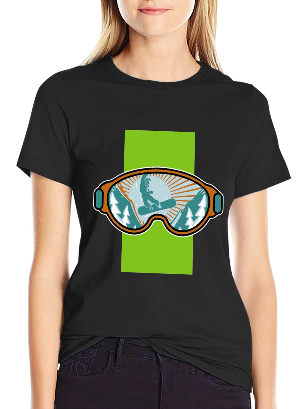 Snowboard Goggles Graphic Tee - Black