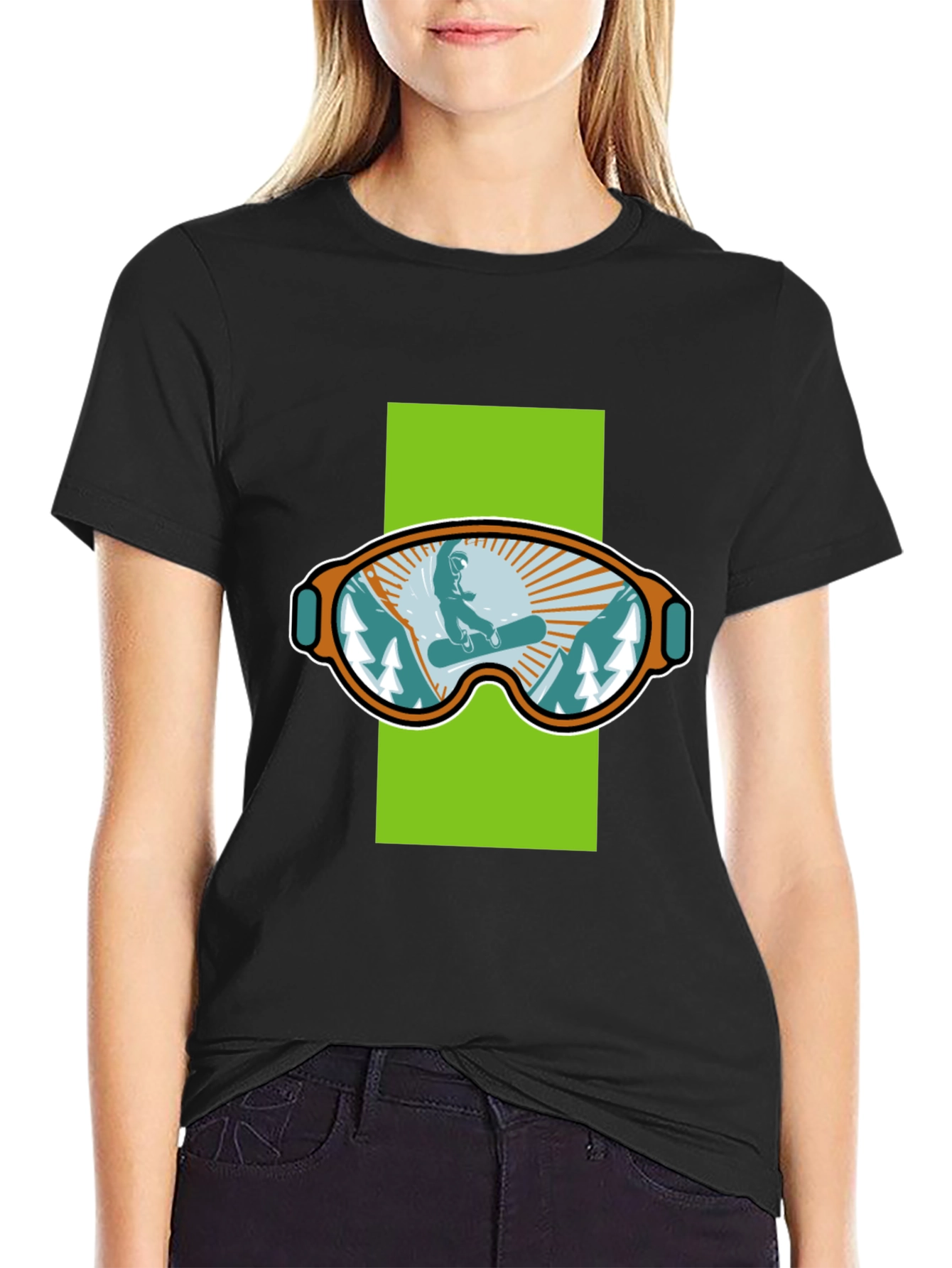 Snowboard Goggles Graphic Tee - Black