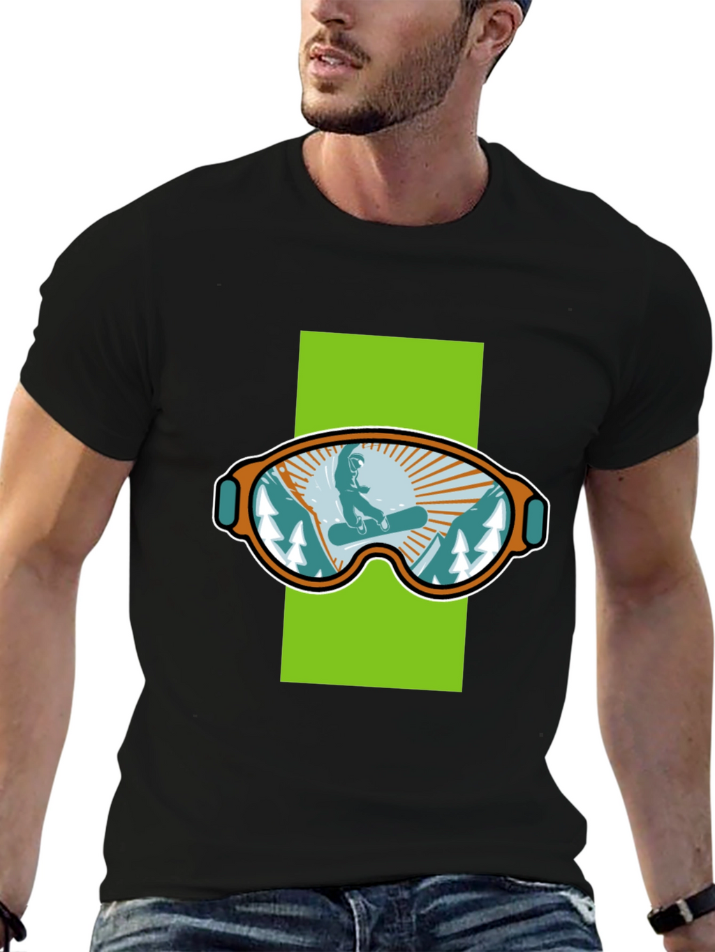 Snowboard Goggles Graphic Tee - Black