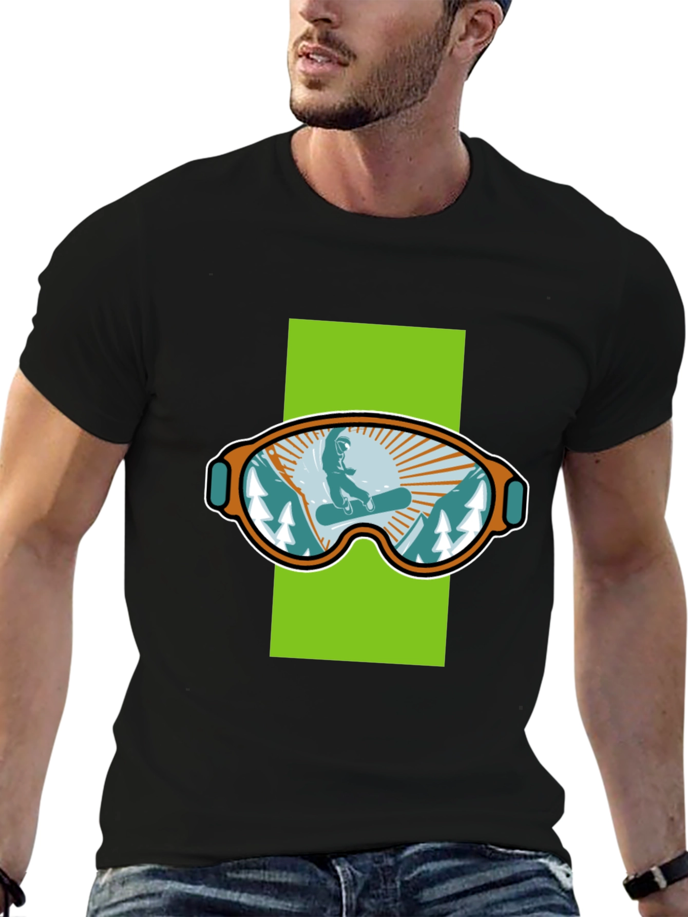 Snowboard Goggles Graphic Tee - Black